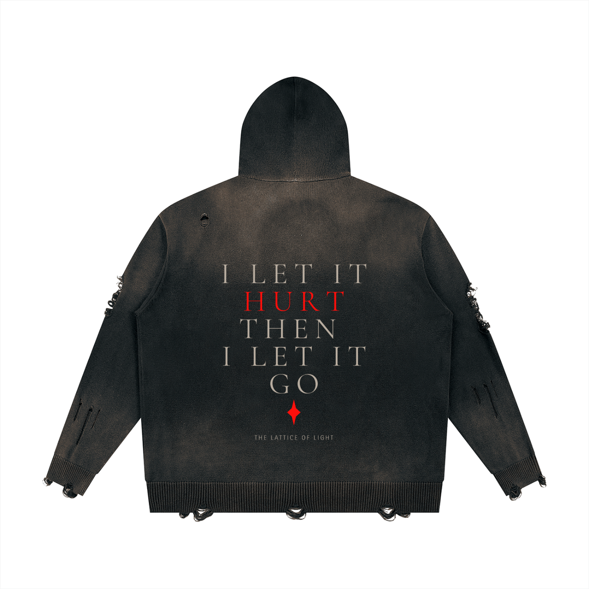 Unisex Distressed Full Zip Sweater