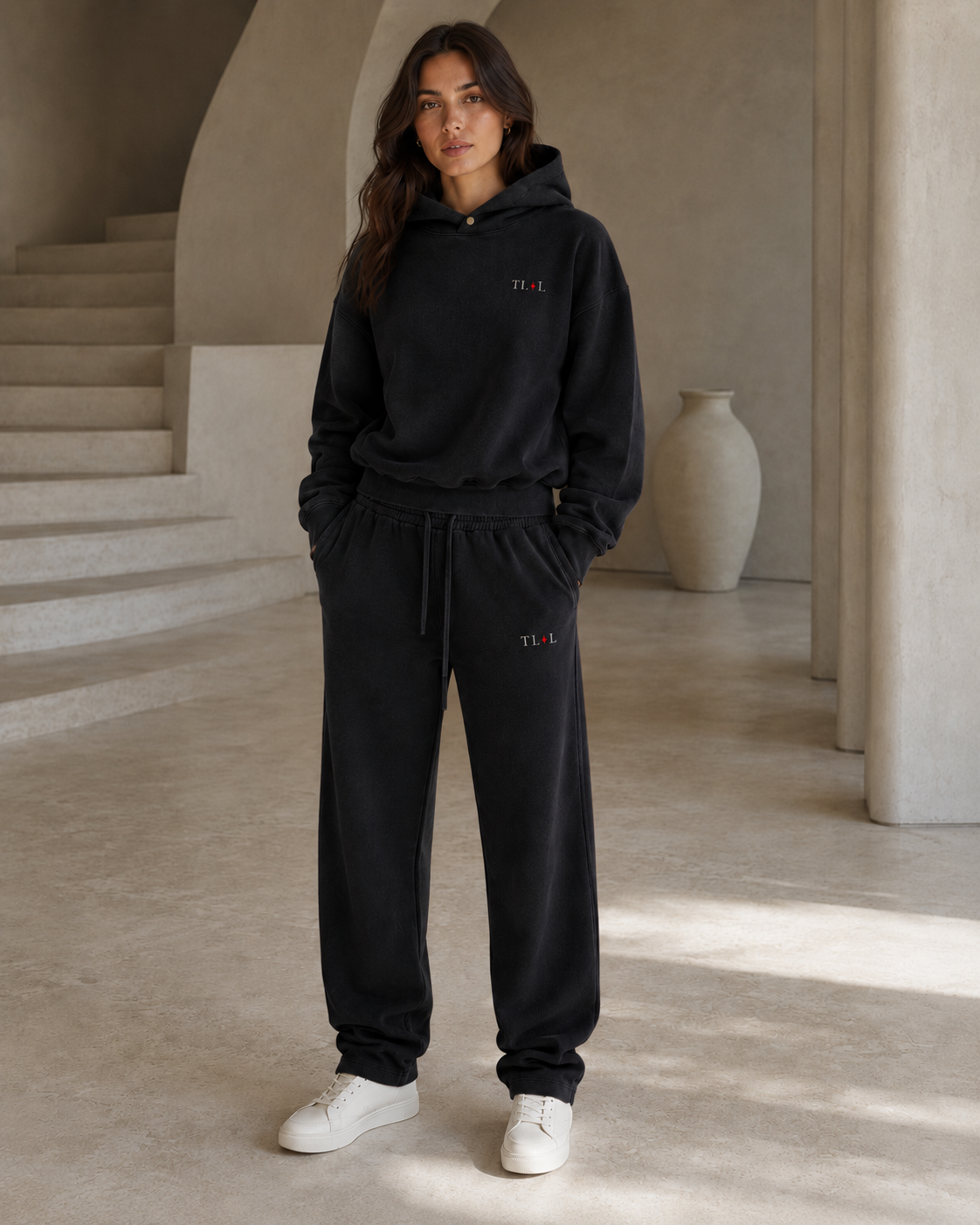 Frayed Enzyme Washed Fleece Hoodie