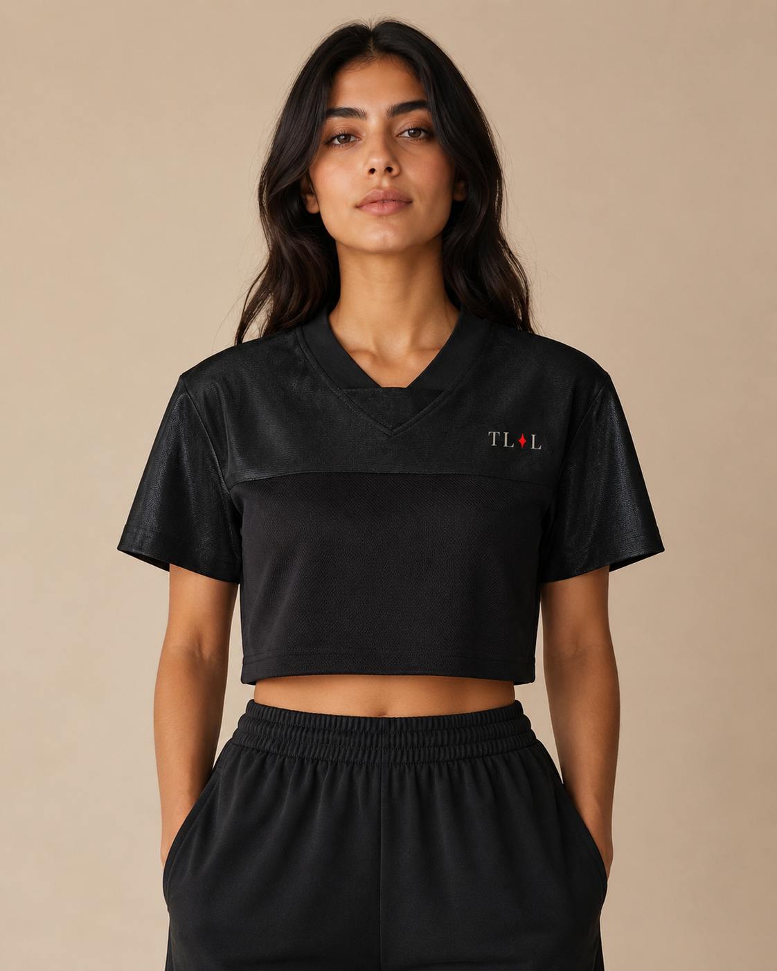 TLOL I Am Enough Cropped V-Neck Jersey