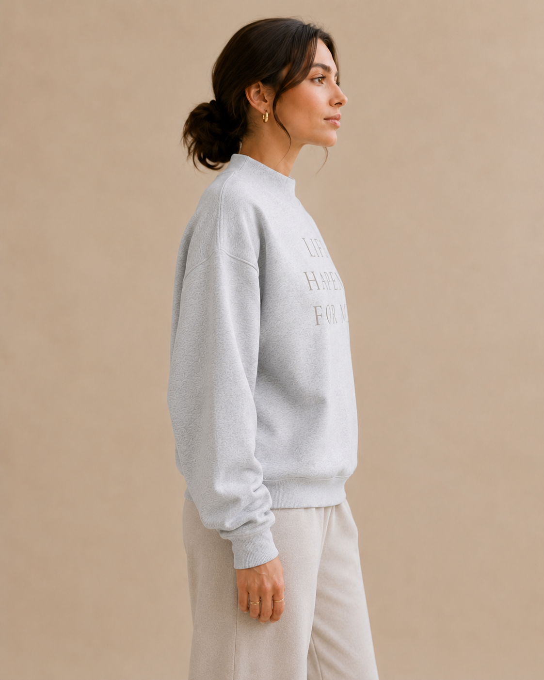TLOL Life Happens For Me Mock-Neck Fleece Sweatshirt