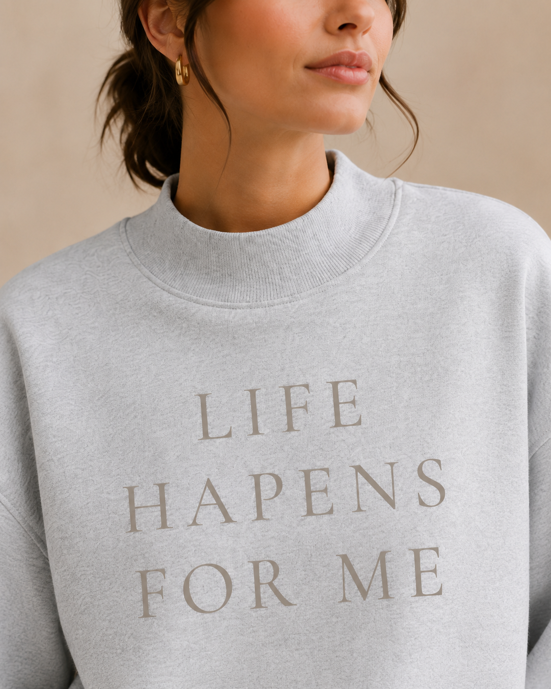 TLOL Life Happens For Me Mock-Neck Fleece Sweatshirt