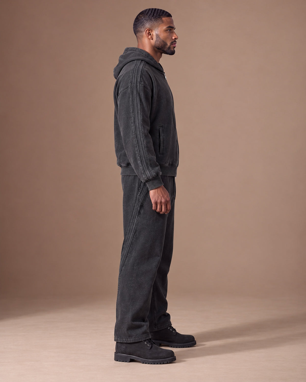 TLOL Release Black zip hoodie matching outfit, right view. Hoodie and pants sold separately.