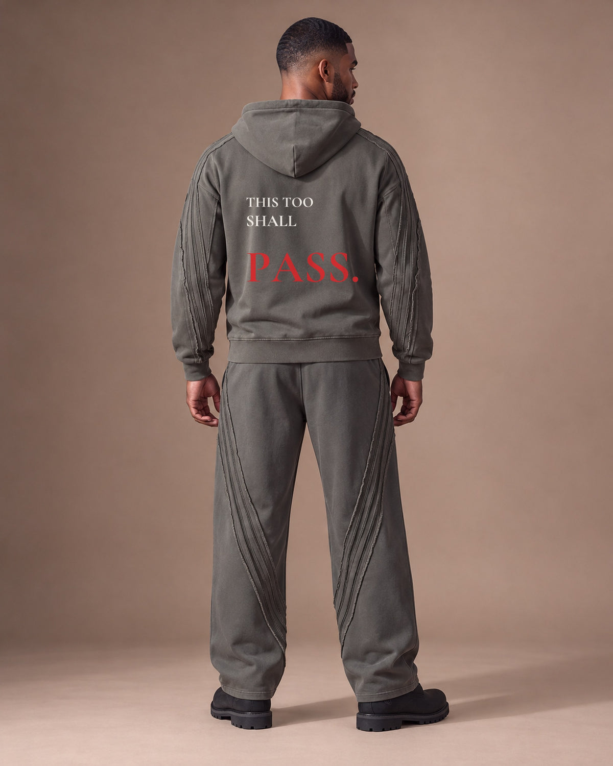 TLOL Seasons Dark Gray matching set, back view. Pieces sold separately.