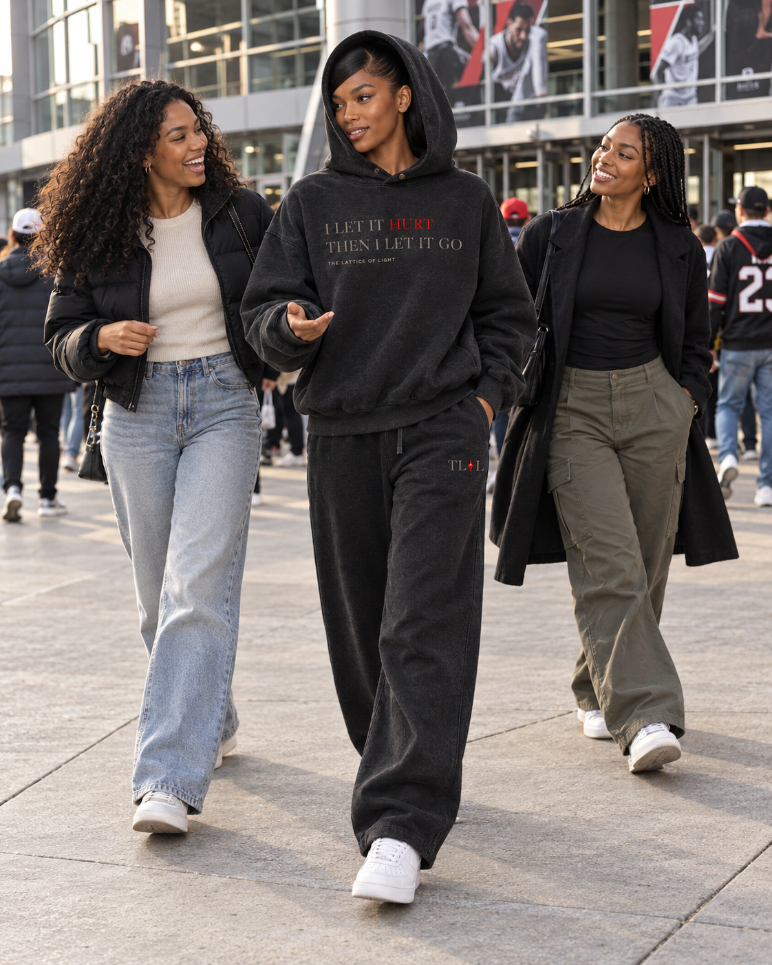TLOL Black matching washed fleece set, lifestyle view