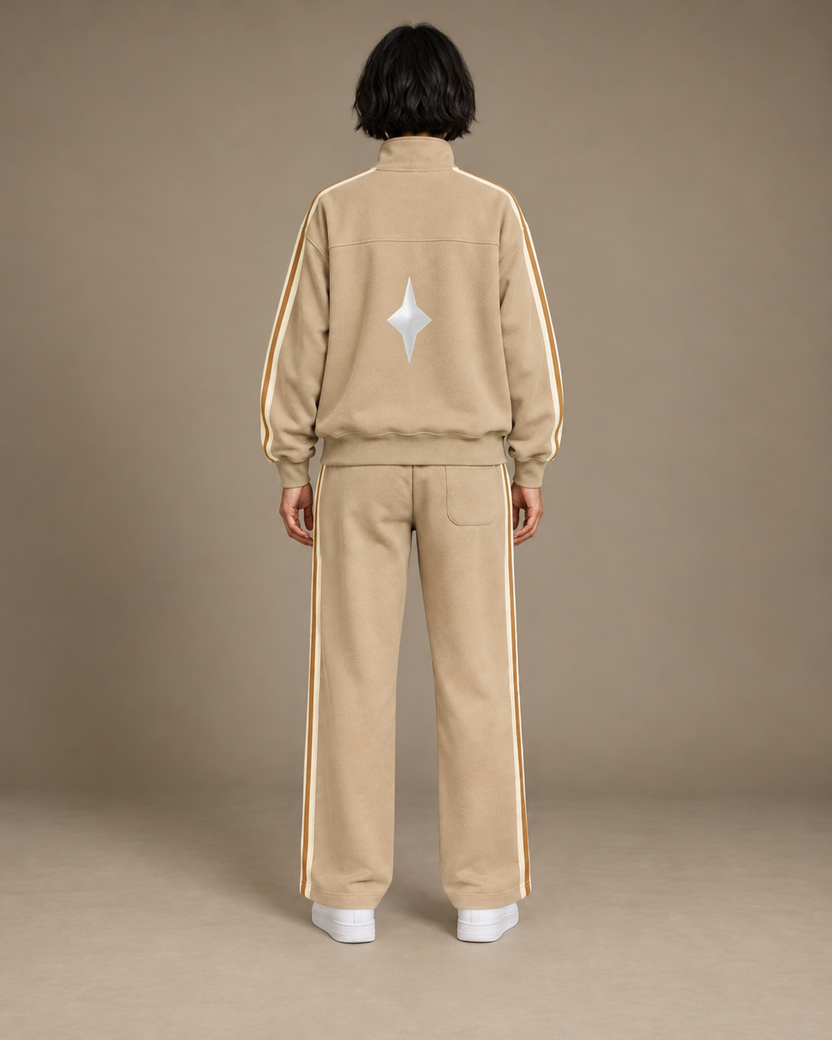 TLOL Contrast Stripe matching set, Khaki, back view