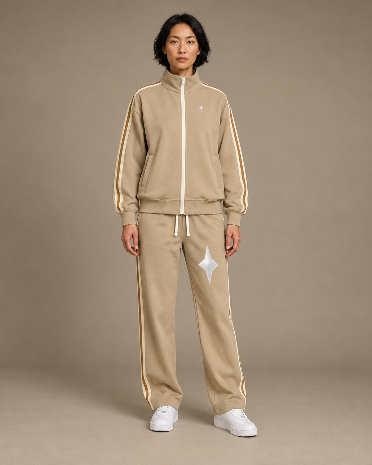TLOL Contrast Stripe matching set, Khaki, front view