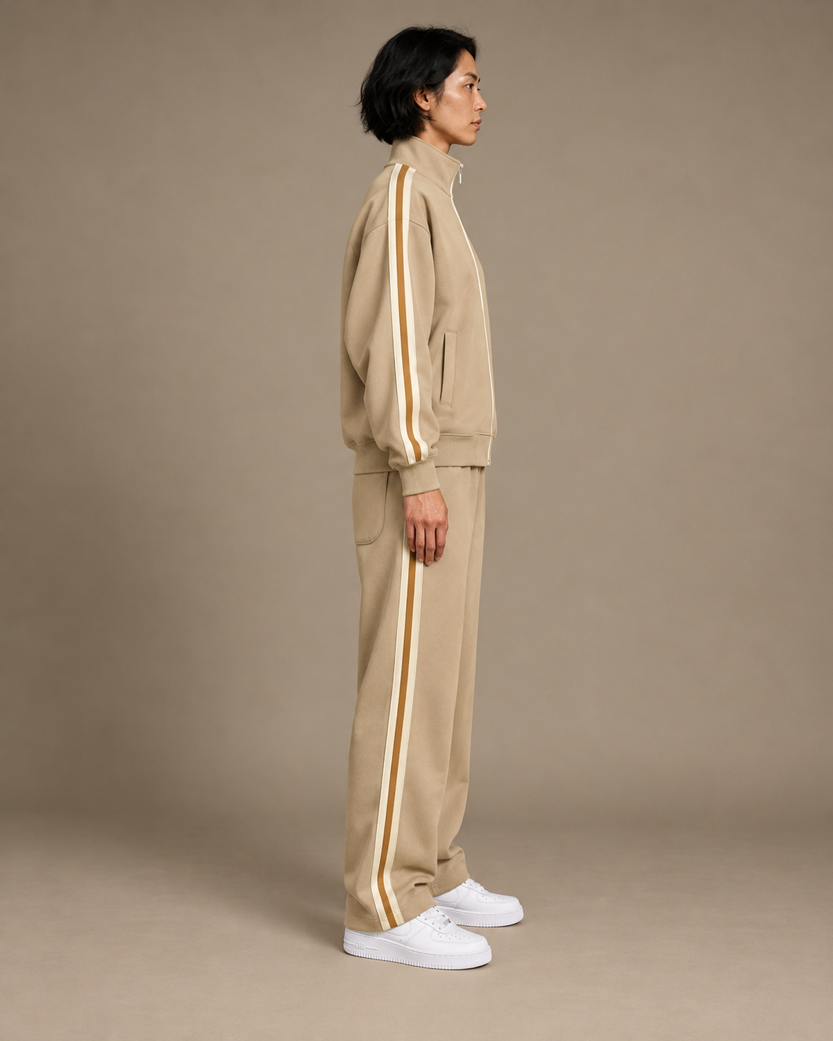 TLOL Contrast Stripe matching set, Khaki, right view