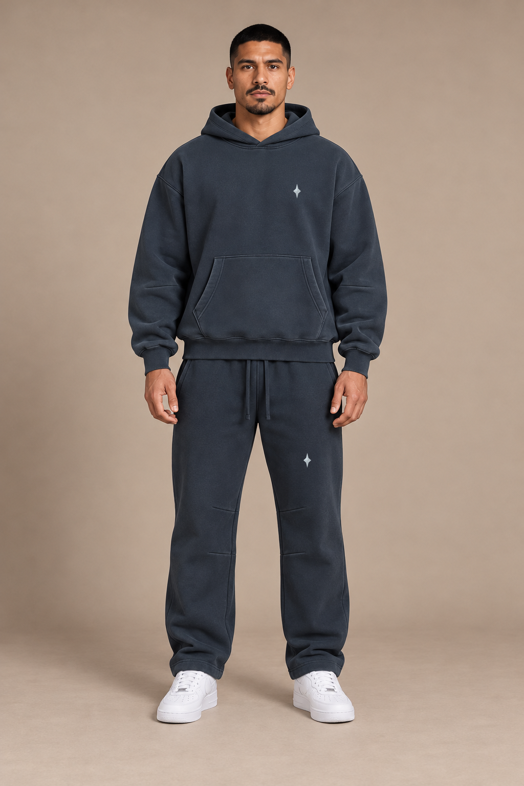 Navy Blue Shared Orbit — front on-body styling; hoodie and pants sold separately