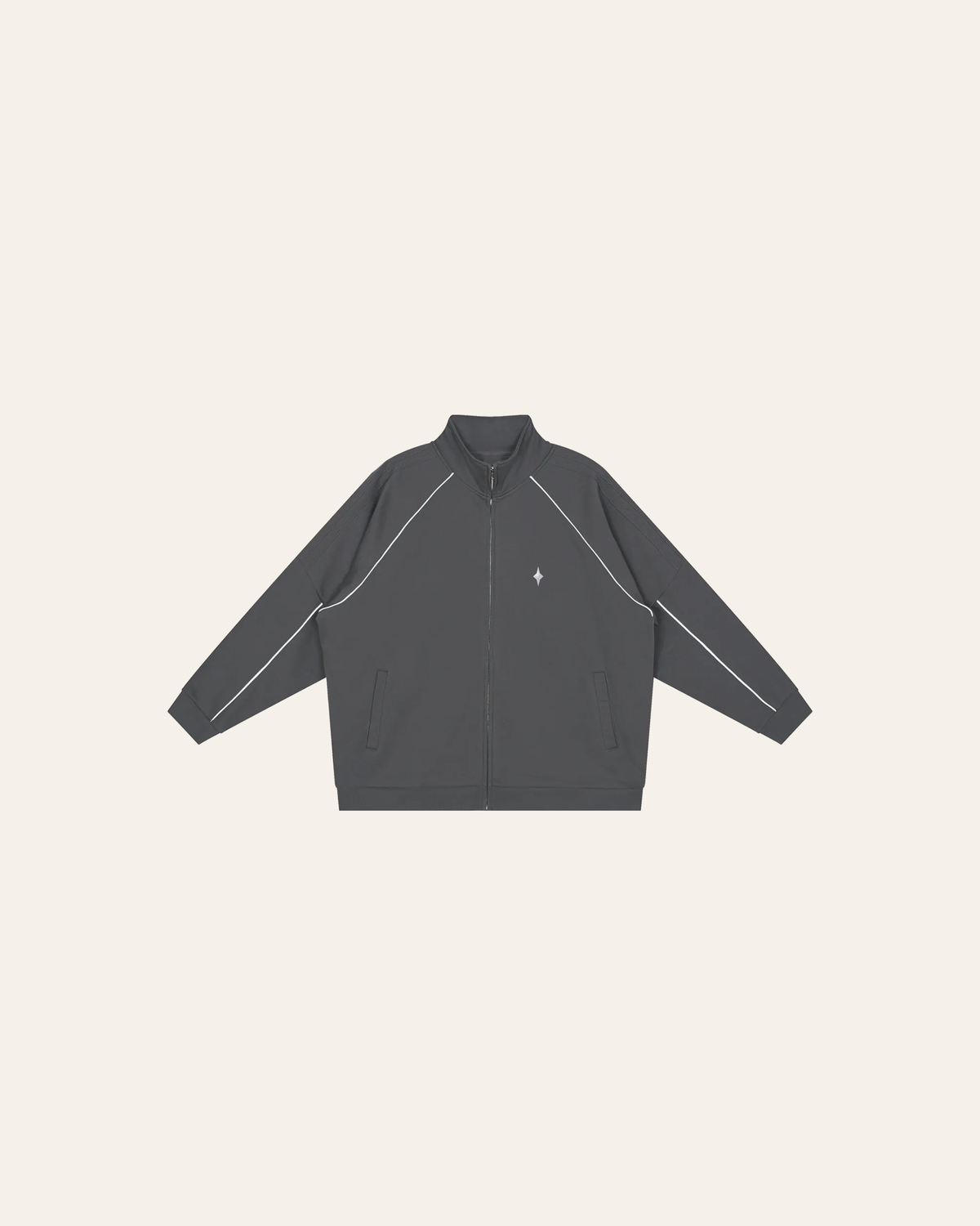 TLOL REFLECTION Dark Gray jacket, product front on light beige. Jacket and pants sold separately.