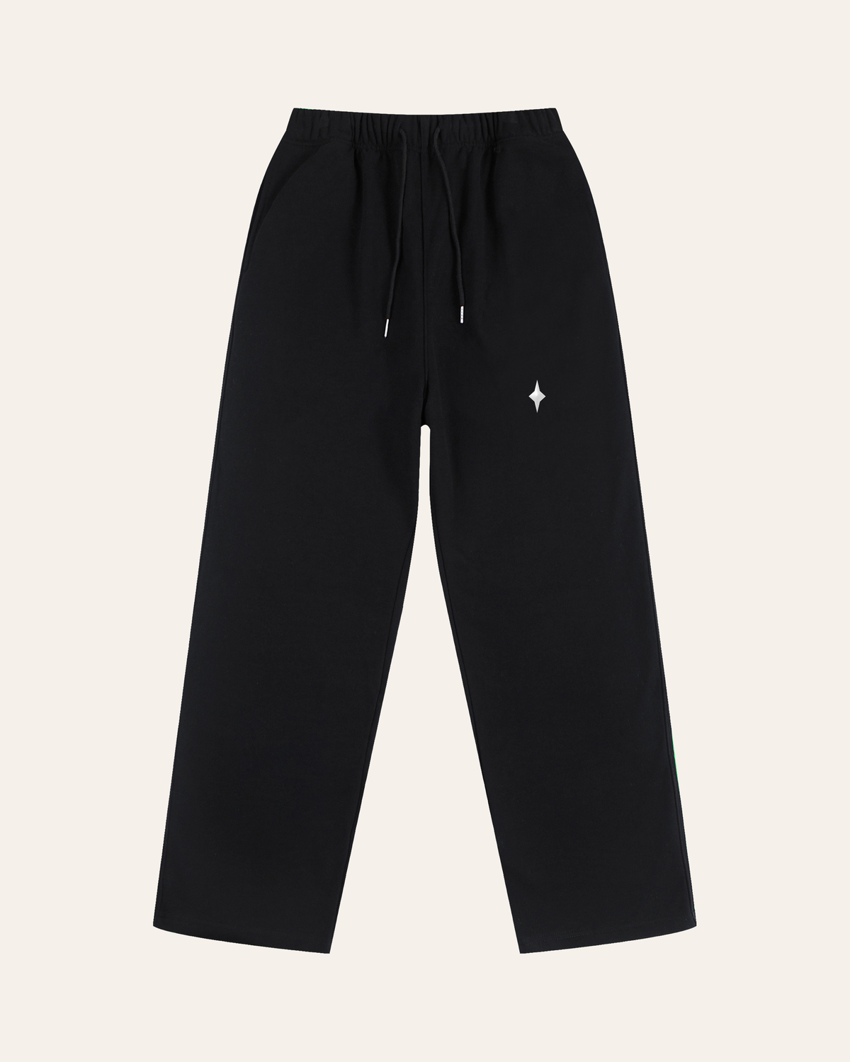 TLOL RELEASE Black Beauty pants, product front on light beige. Hoodie and pants sold separately.