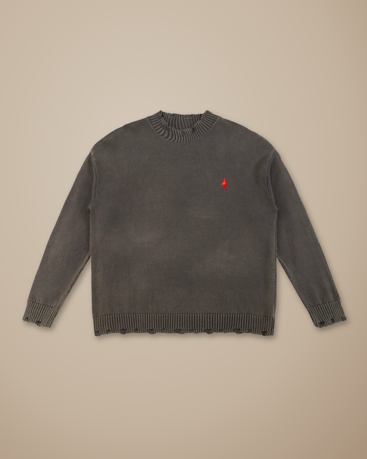 TLOL Signature Frayed Sweater in Gray, product front