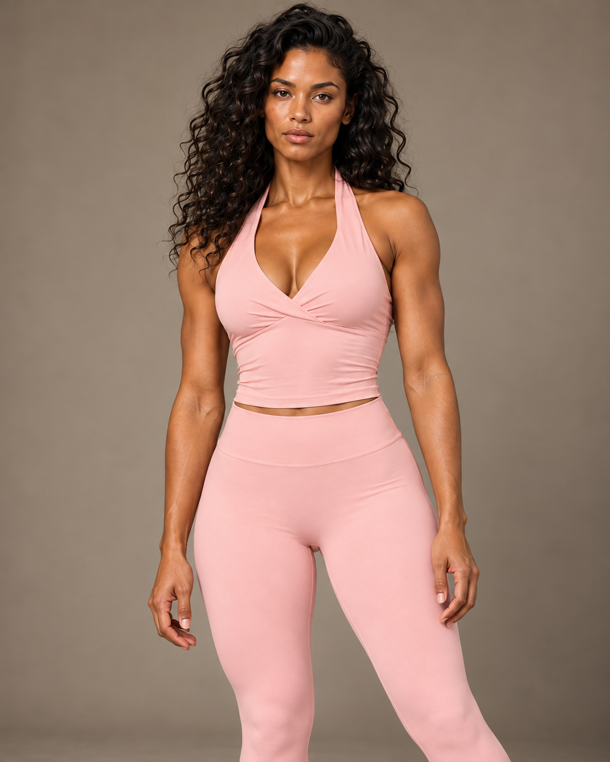 TLOL Pink yoga outfit mockup, detail