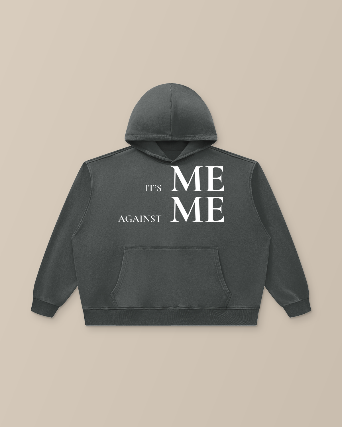 TLOL paired selves dark gray hoodie front product-only studio view