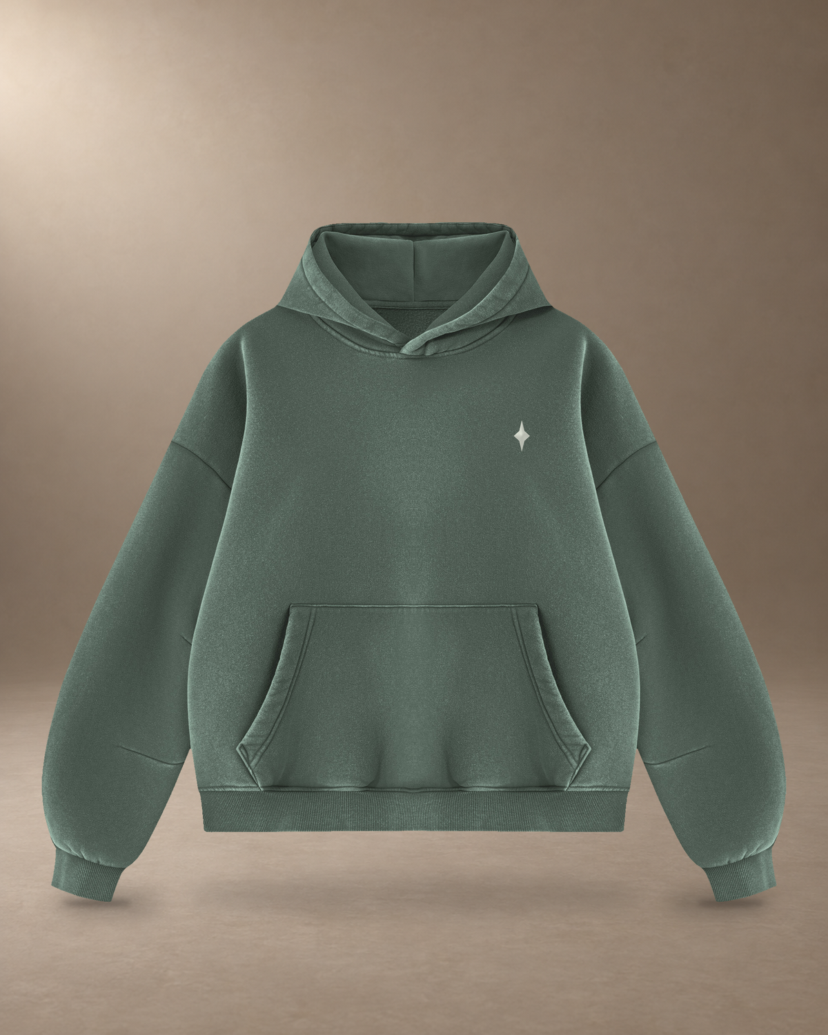 washed green hoodie front — hoodie only