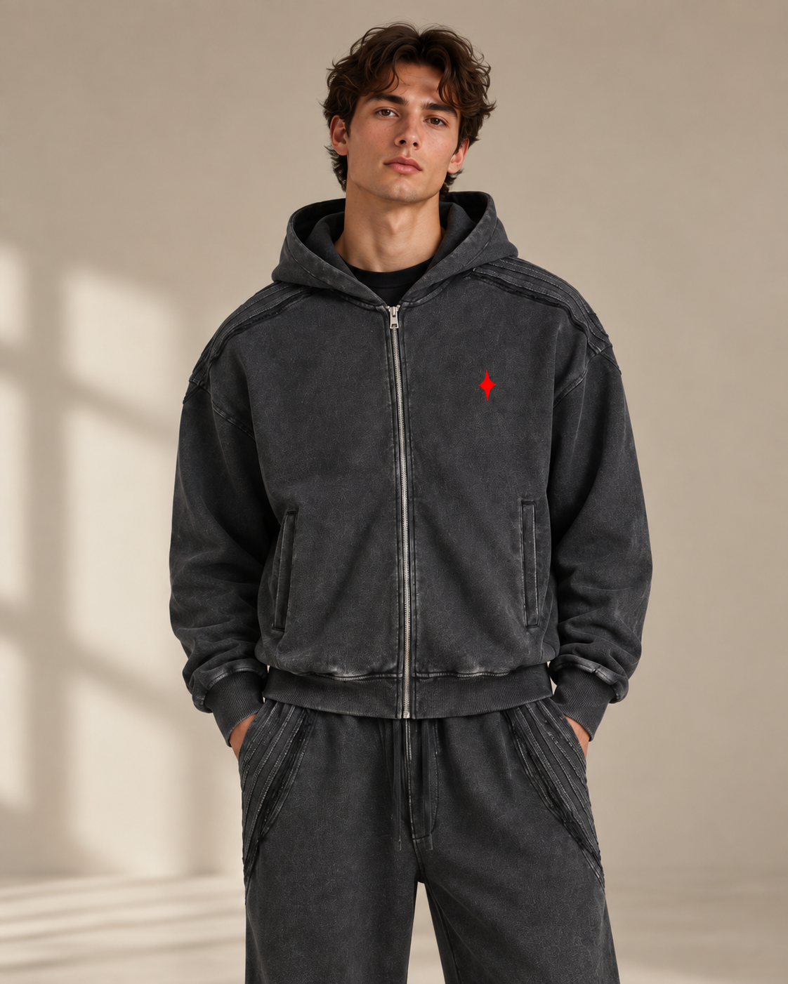 TLOL Release Raw-Edge Zip Hoodie