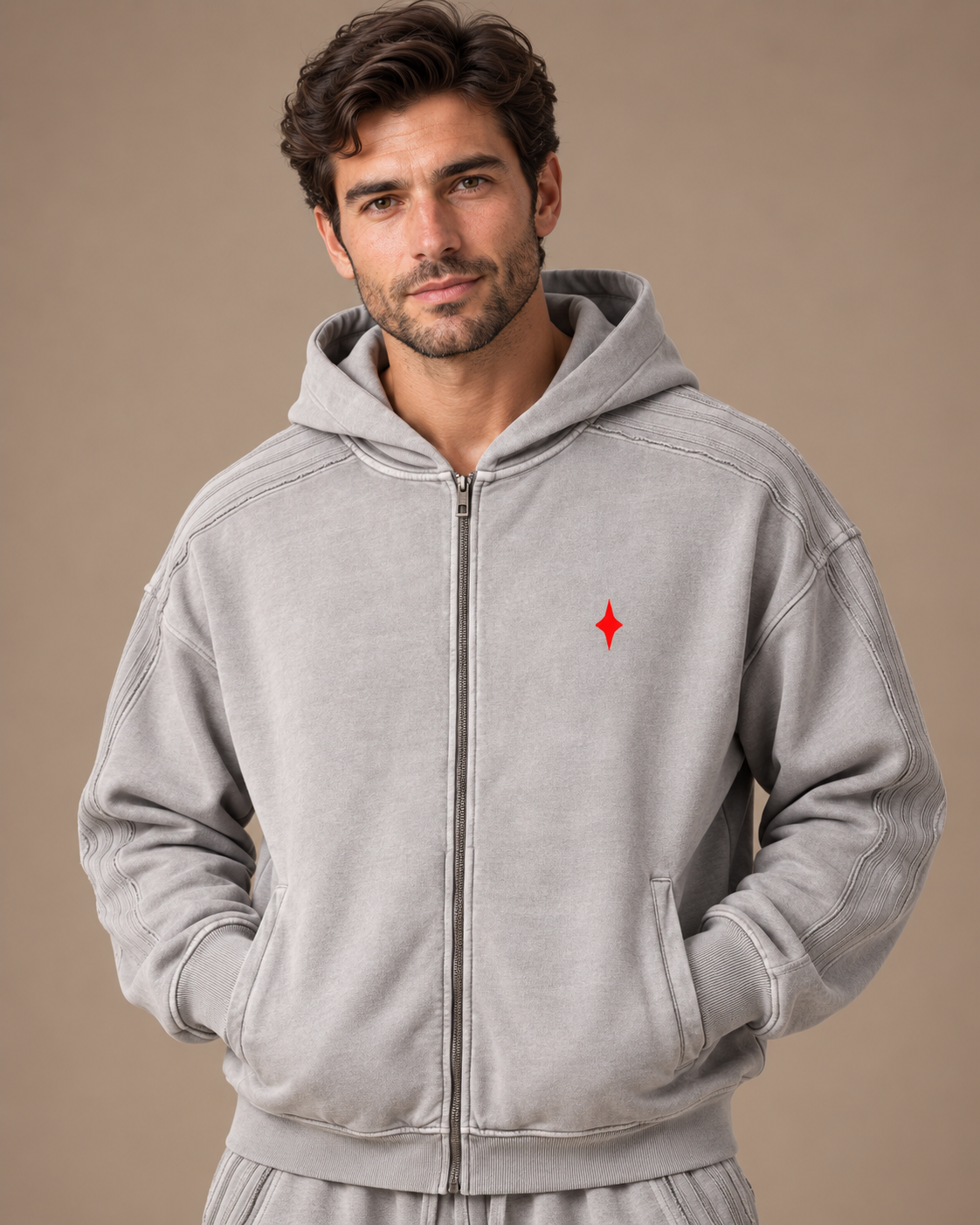 TLOL Release Raw-Edge Zip Hoodie