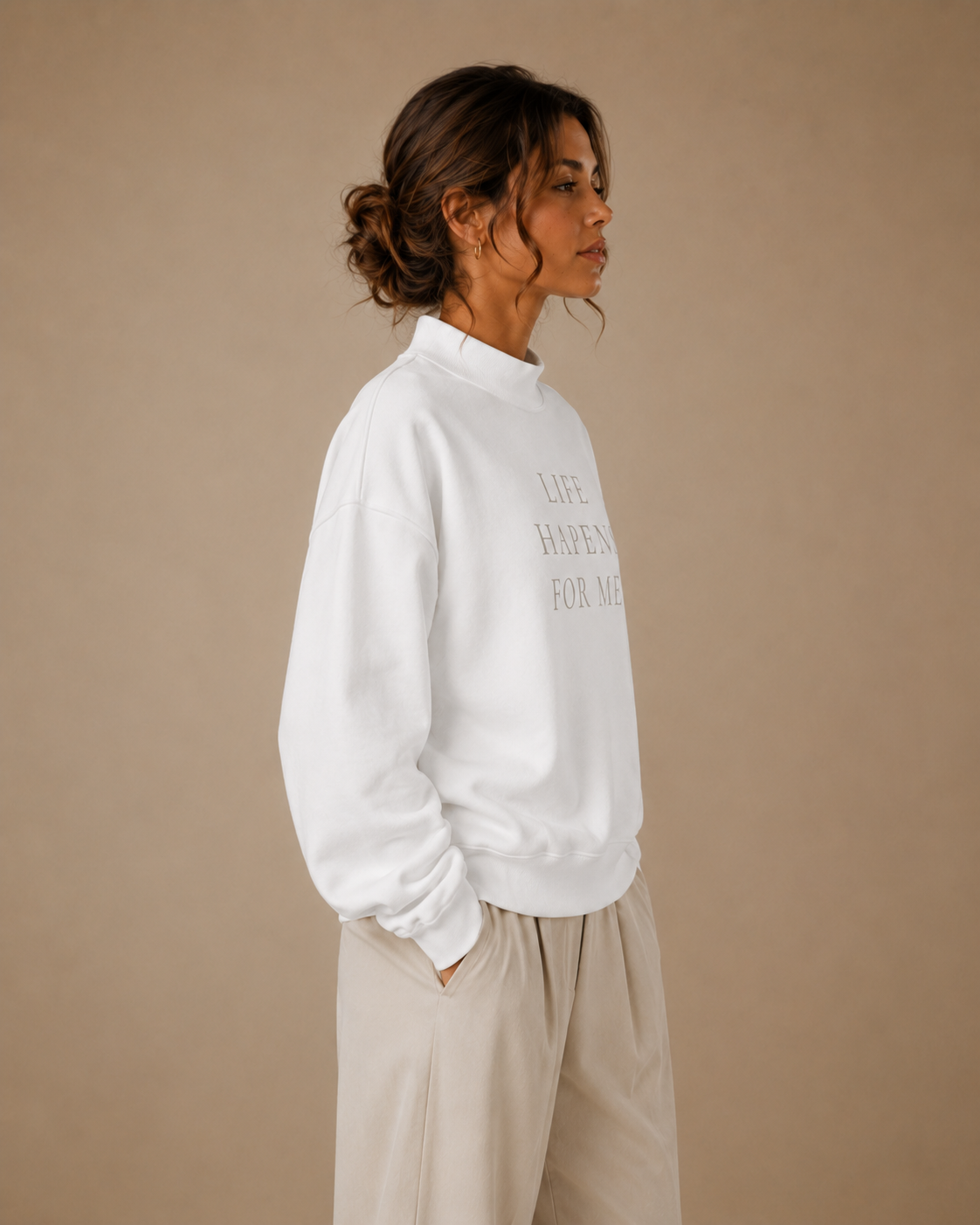 TLOL Life Happens For Me Mock-Neck Fleece Sweatshirt