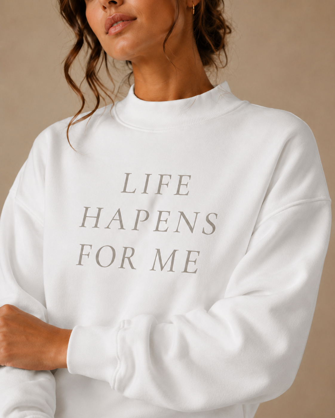 TLOL Life Happens For Me Mock-Neck Fleece Sweatshirt