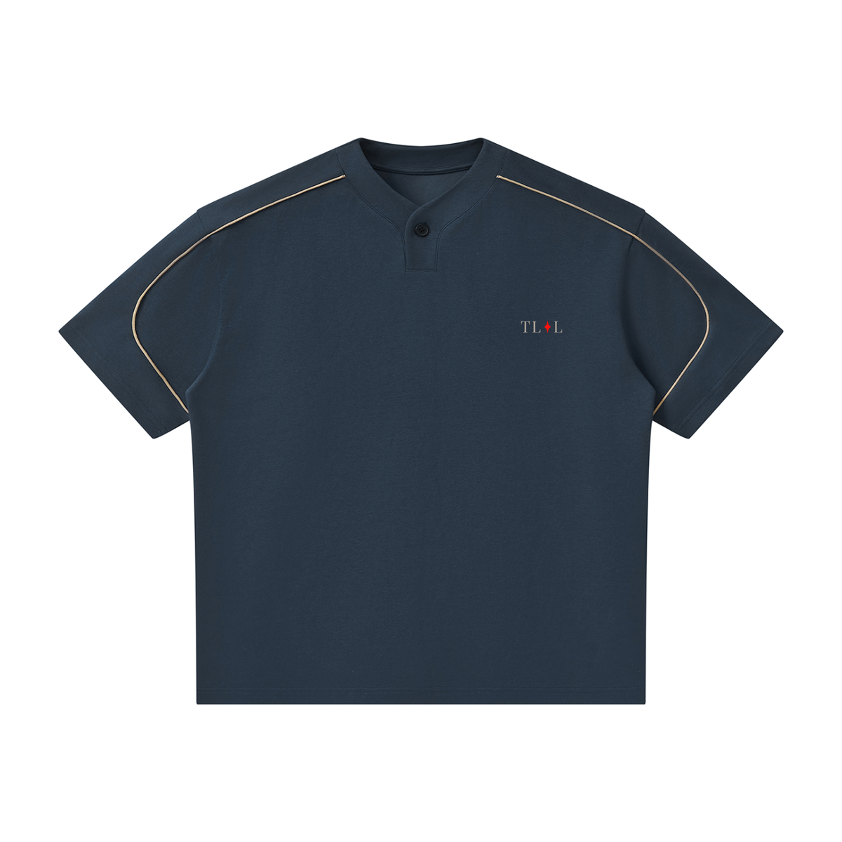 Unisex Oversized Piping Henley T-Shirt