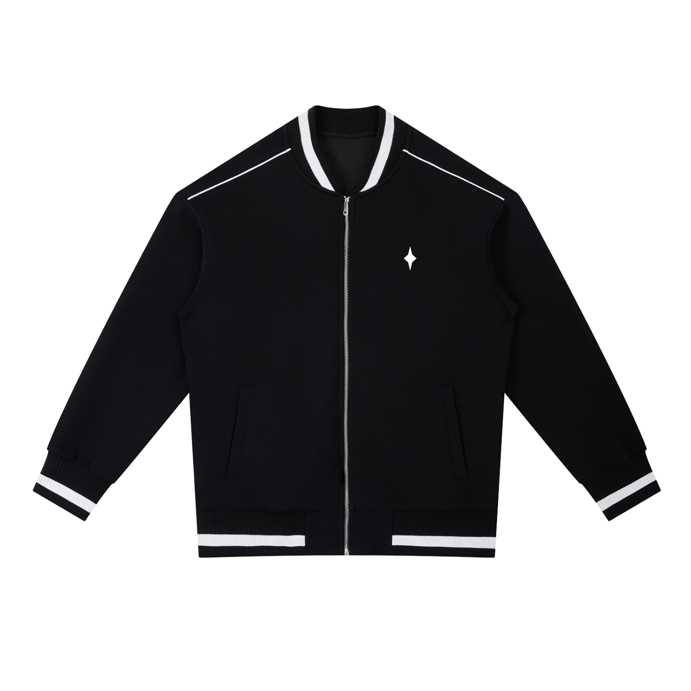 Contrast Piping Zip Bomber Jacket