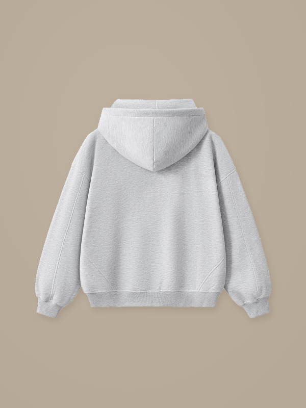 Flower Gray TLOL contrast-stitched fleece hoodie product back #Color_flower gray