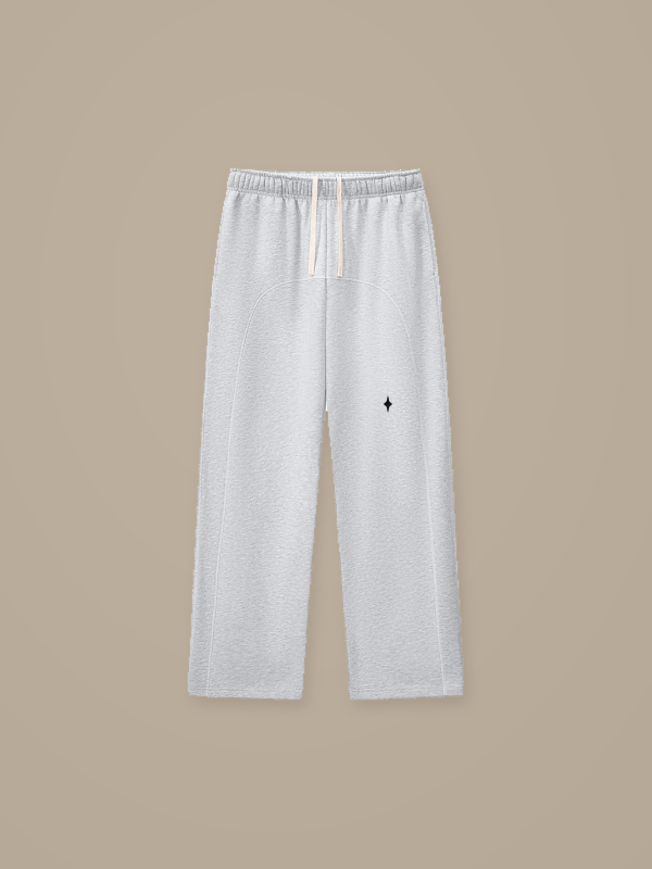 Flower Gray TLOL contrast-stitched fleece pants product front #Color_flower gray