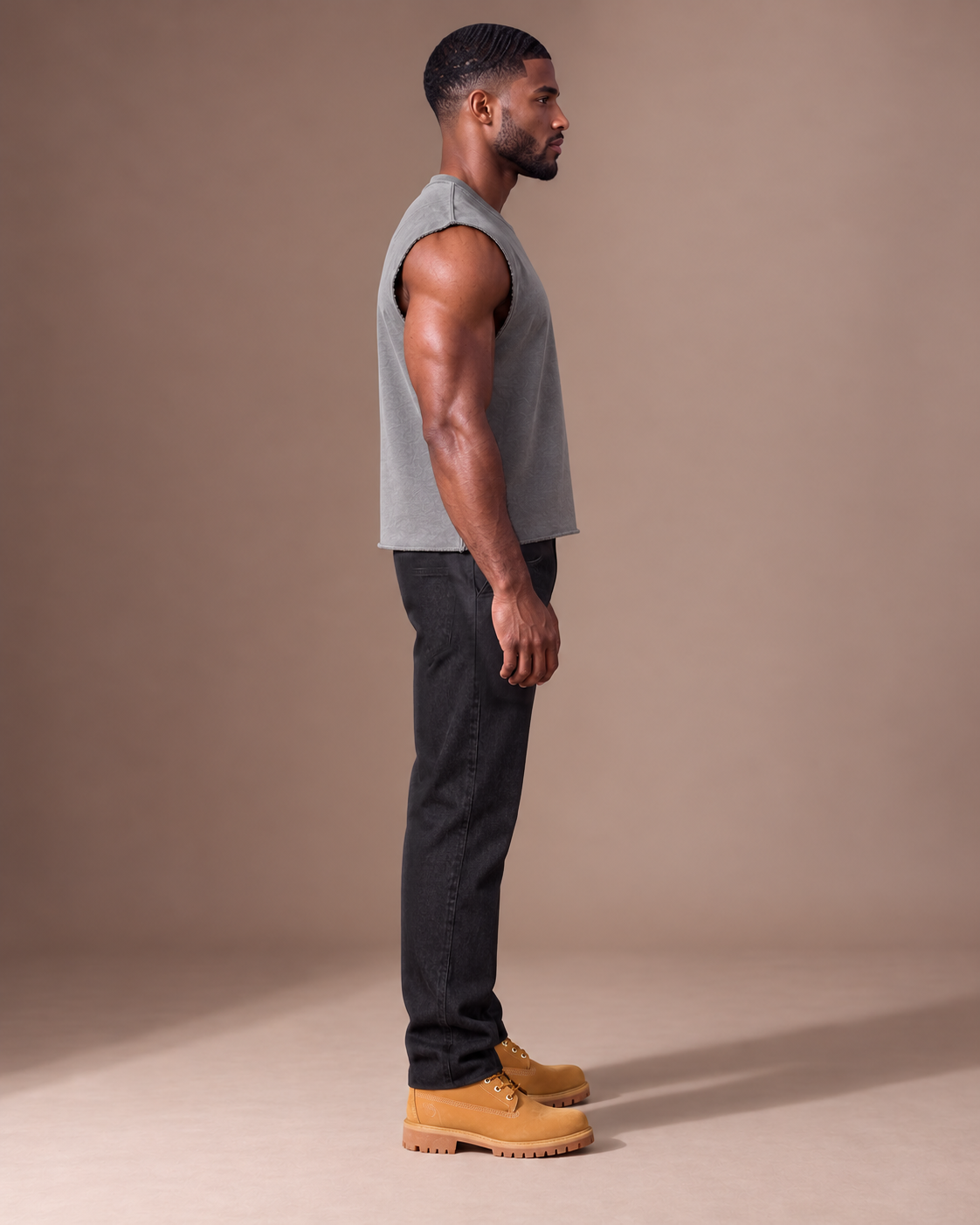 TLOL Gratitude French Terry Boxy Tank — Gray — right view