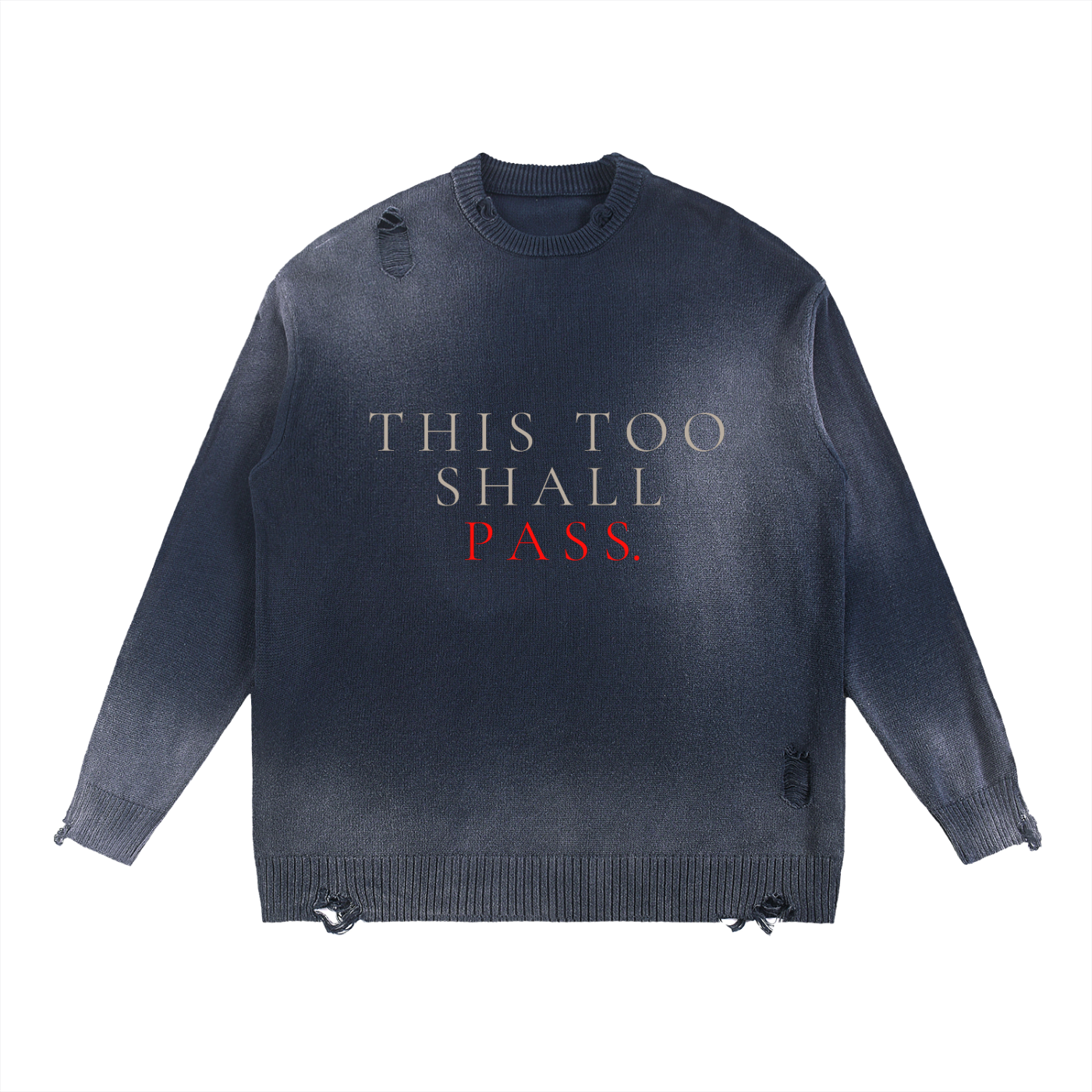 Sun Fade Distressed Ripped Crewneck sweater