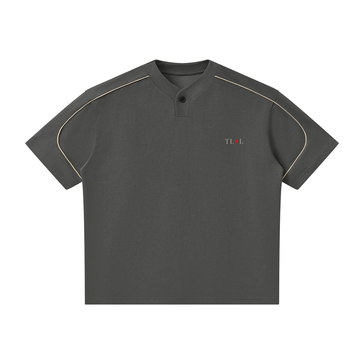 Unisex Oversized Piping Henley T-Shirt
