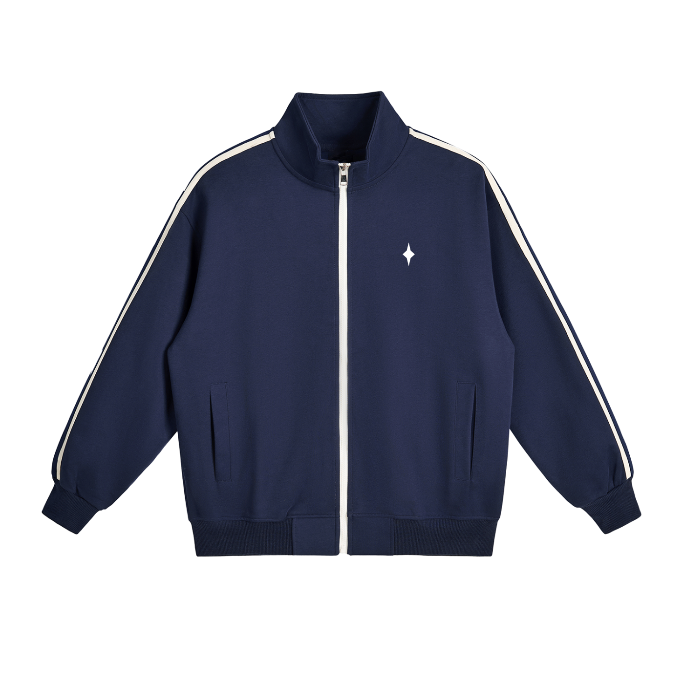 Contrast Side-Stripe Stand Collar  Jacket
