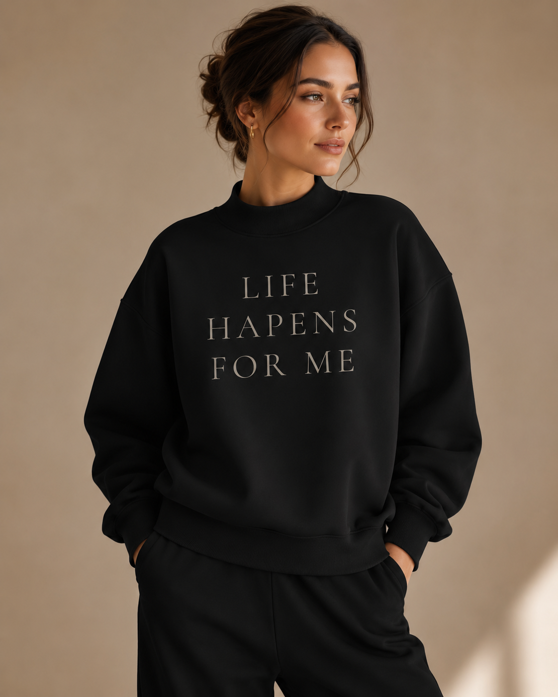 Essential Fleece Mock-Neck Crew Sweatshirt