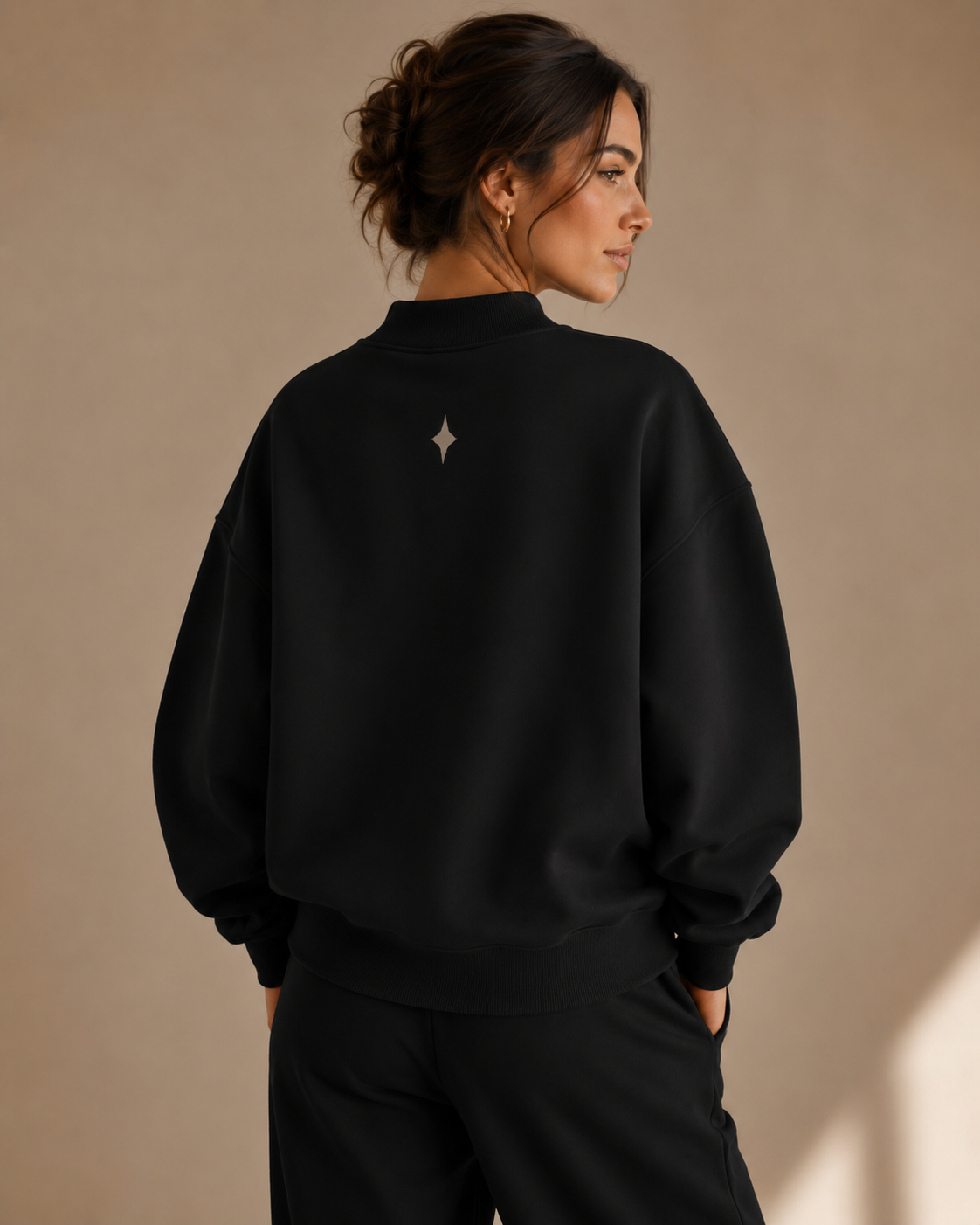 Essential Fleece Mock-Neck Crew Sweatshirt