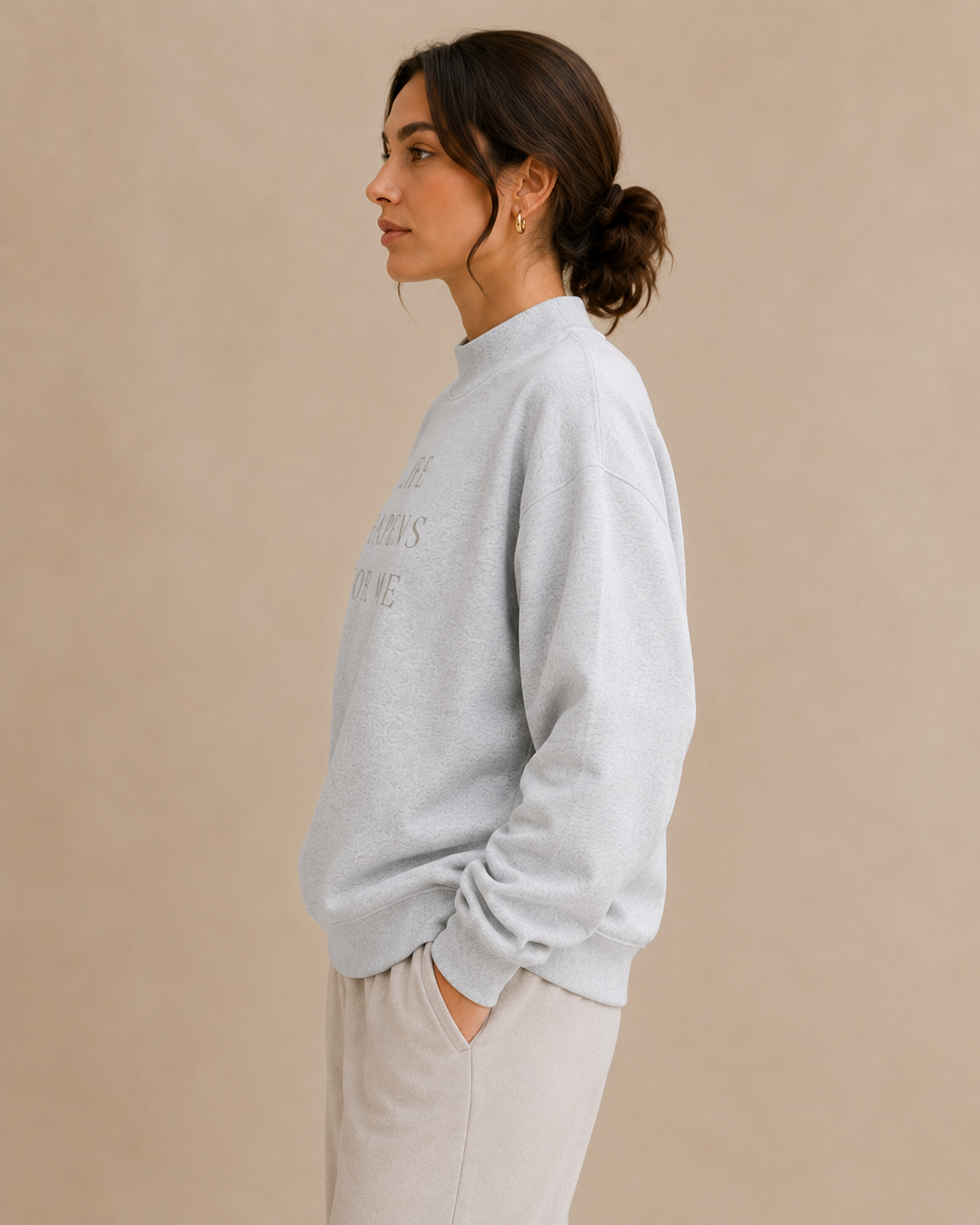 TLOL Life Happens For Me Mock-Neck Fleece Sweatshirt