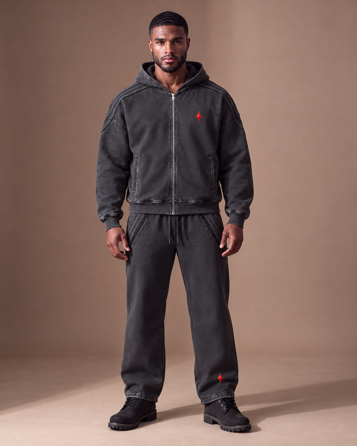 TLOL Release Black zip hoodie matching outfit, front view. Hoodie and pants sold separately.