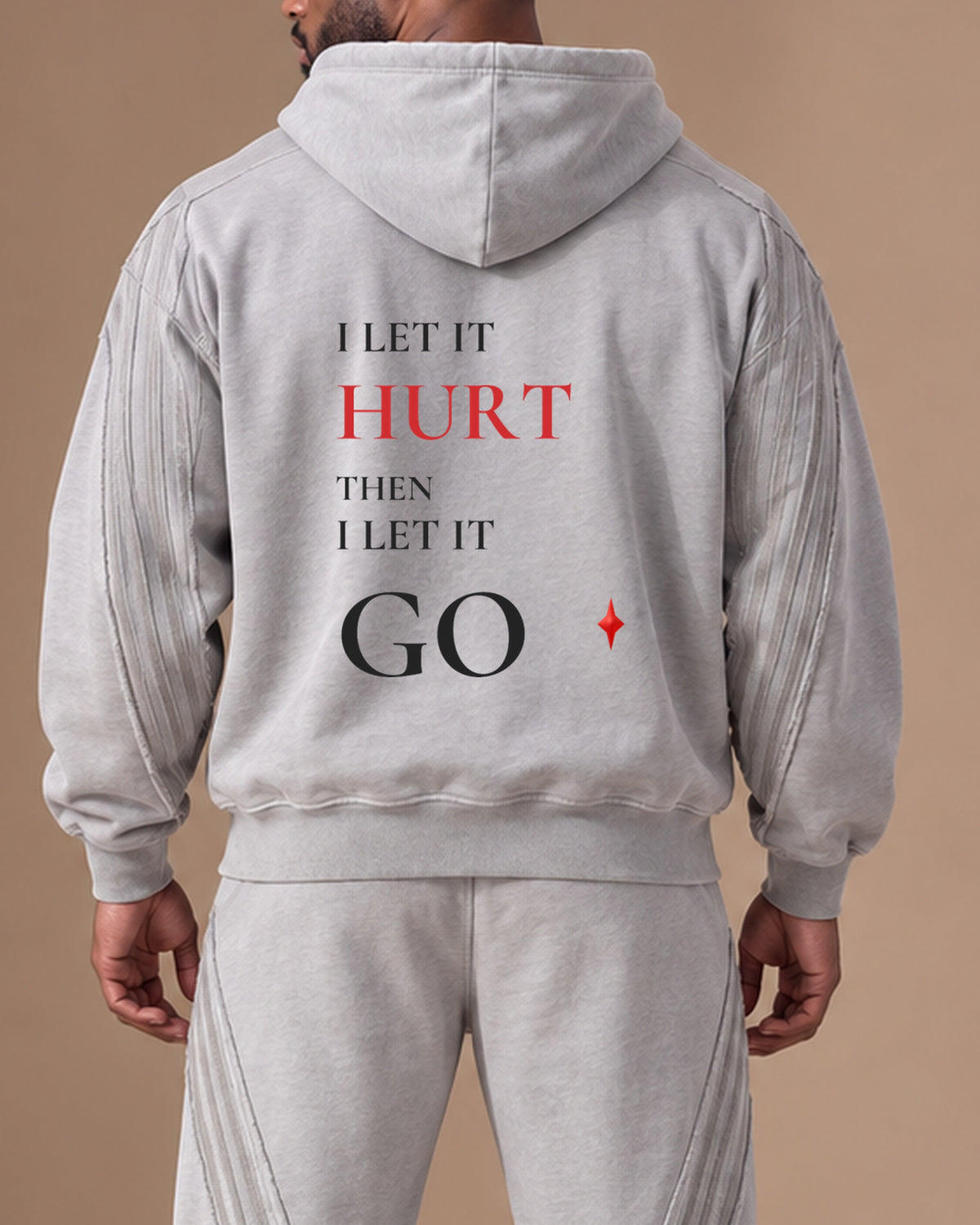 TLOL Release Light Gray zip hoodie matching outfit, detail view. Hoodie and pants sold separately.