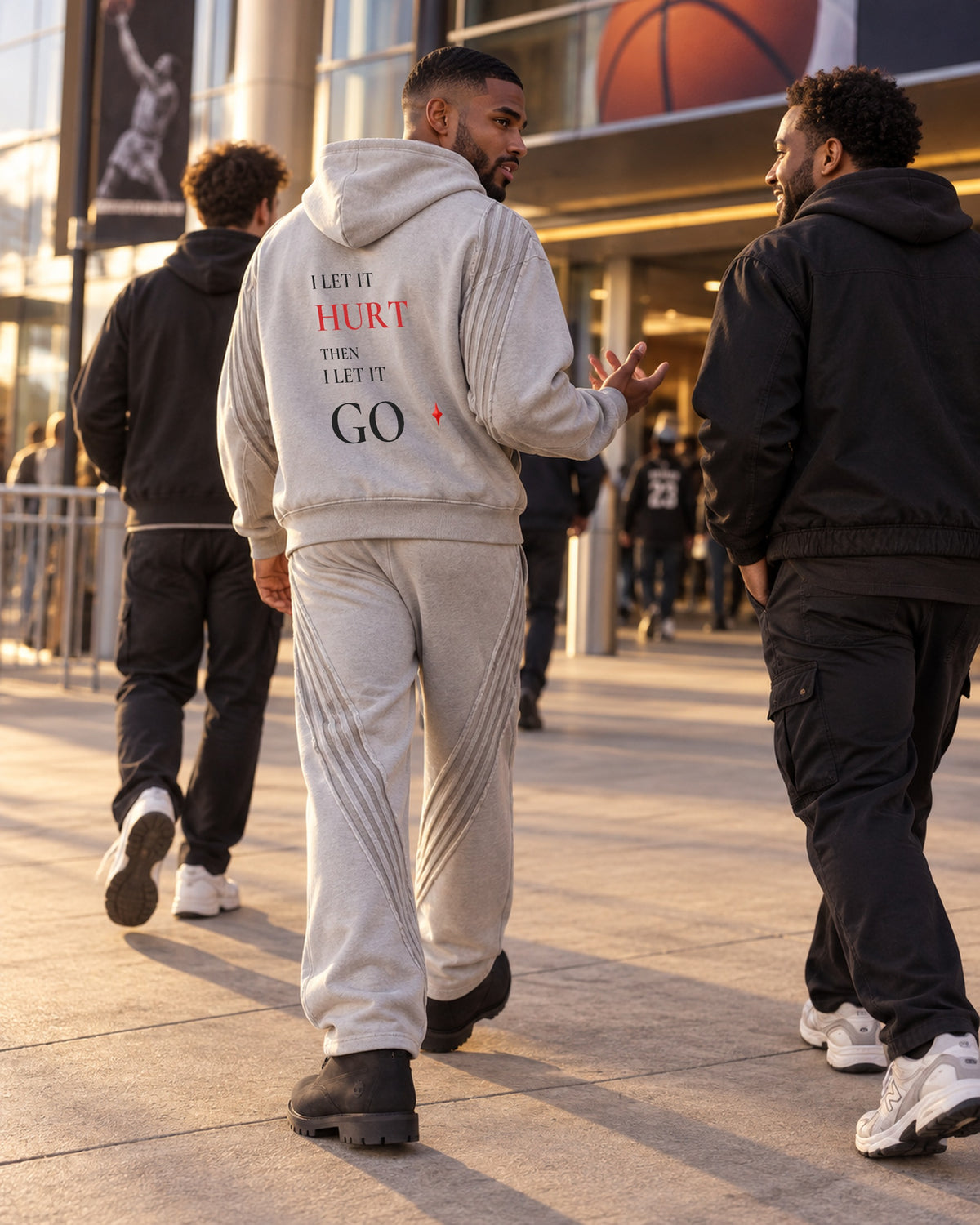 TLOL Release Light Gray zip hoodie matching outfit, lifestyle view. Hoodie and pants sold separately.