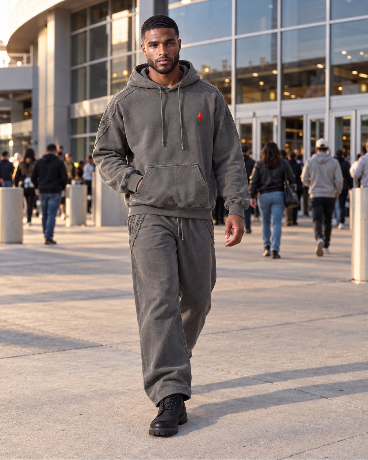 TLOL Seasons Dark Gray matching set, lifestyle view. Pieces sold separately.