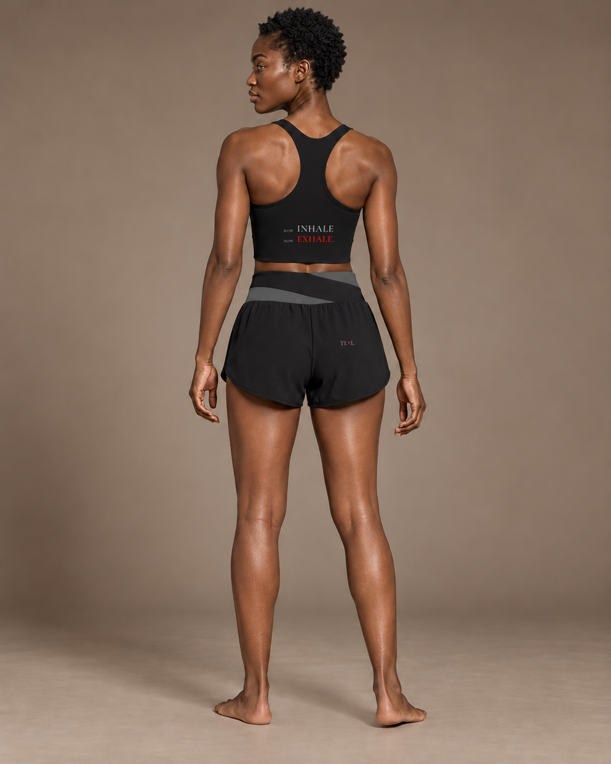 TLOL Color-Block Yoga Tank - Black with Dark Gray, back view