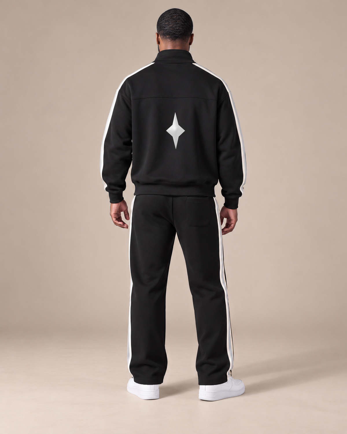 TLOL Contrast Stripe matching set, Black, back view