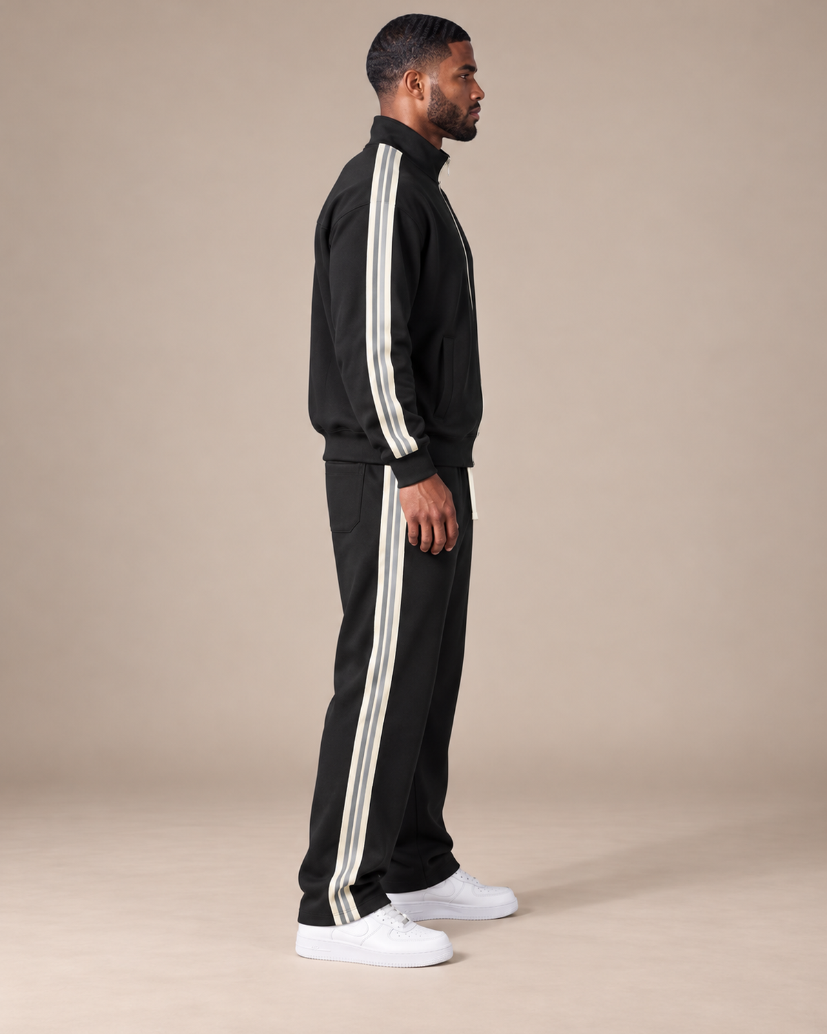 TLOL Contrast Stripe matching set, Black, right view