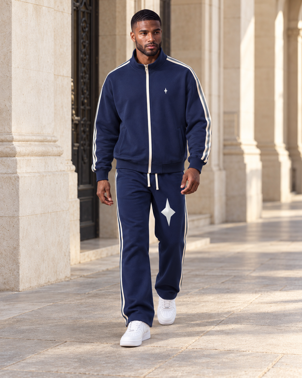 TLOL Contrast Stripe matching set, Royal Blue, lifestyle view