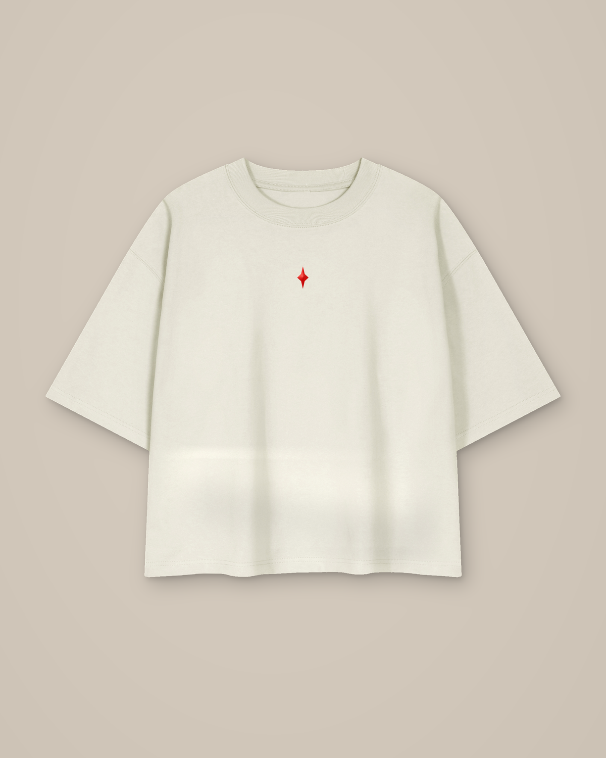 TLOL Lightwell oversized tee in Gray, product front with red chest emblem.