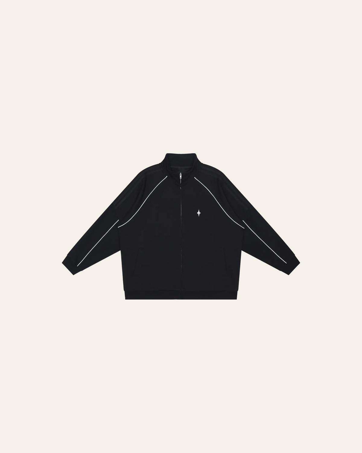 TLOL REFLECTION Black jacket, product front on light beige. Jacket and pants sold separately.