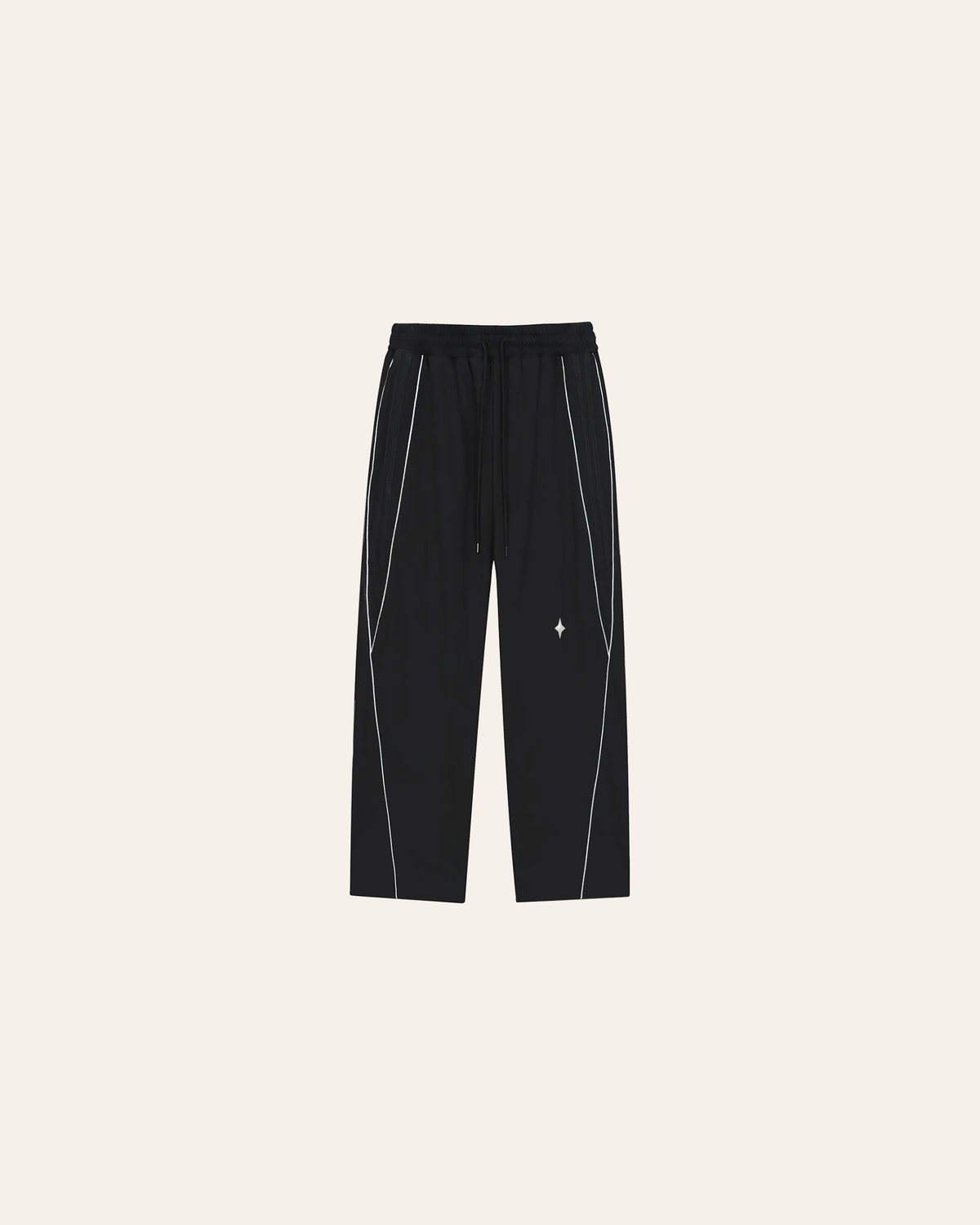 TLOL REFLECTION Black pants, product front on light beige. Jacket and pants sold separately.
