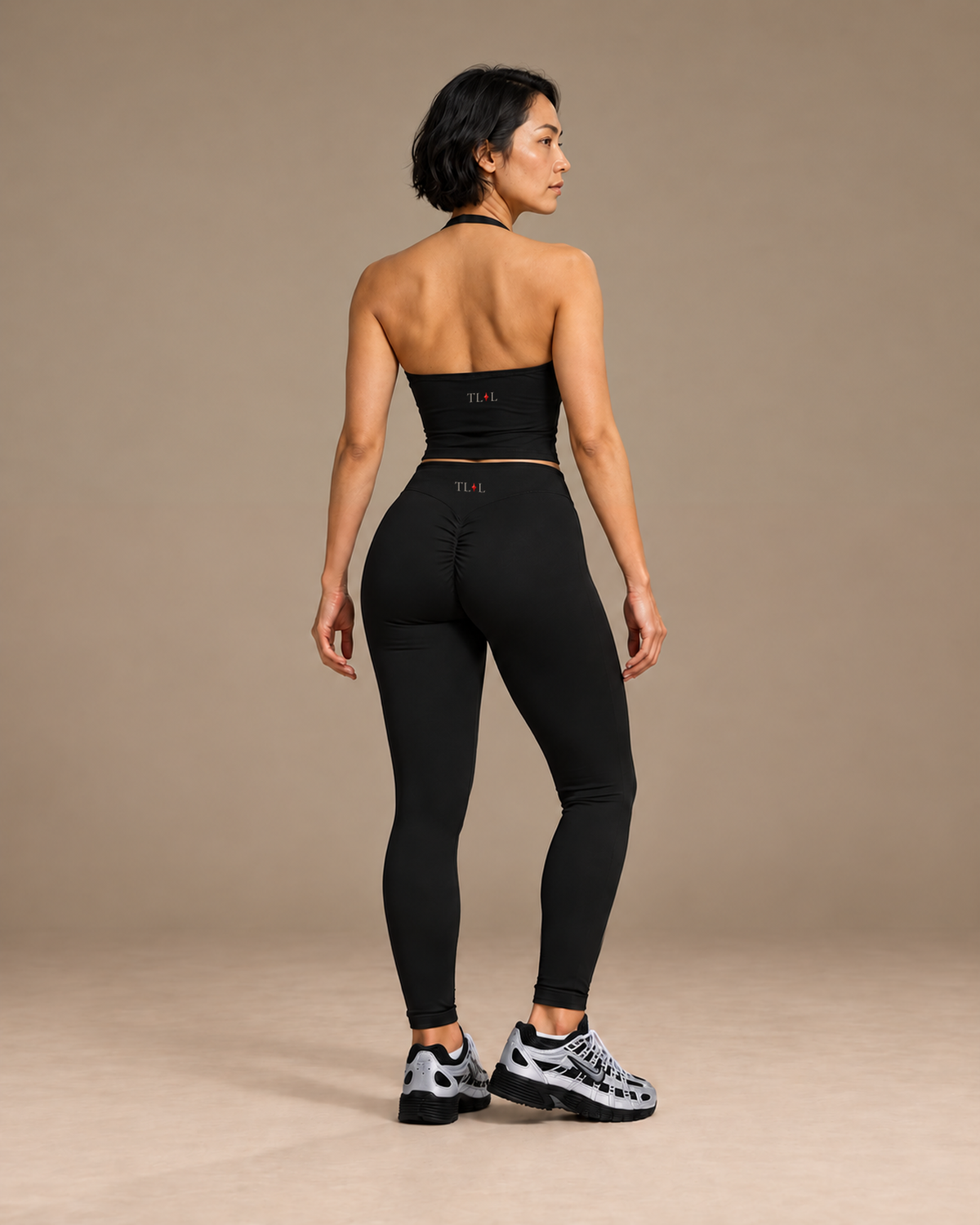 TLOL Black yoga outfit mockup, back