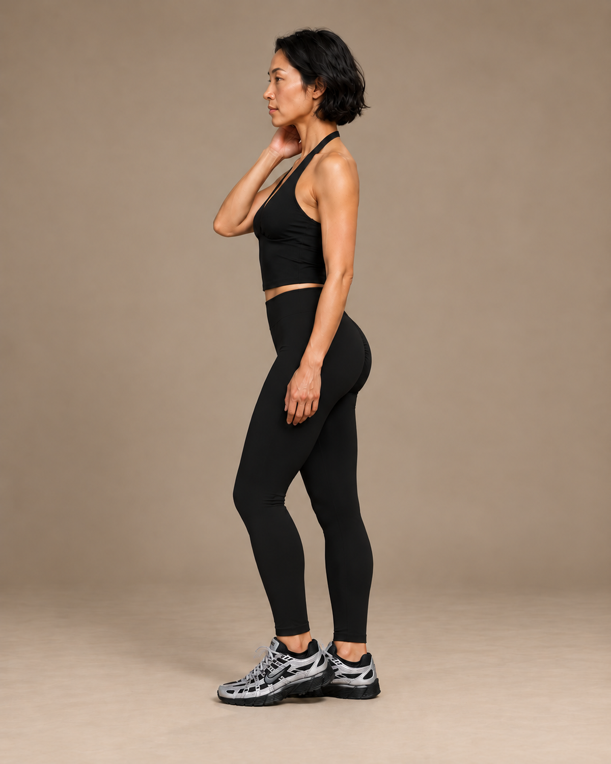 TLOL Black yoga outfit mockup, left profile