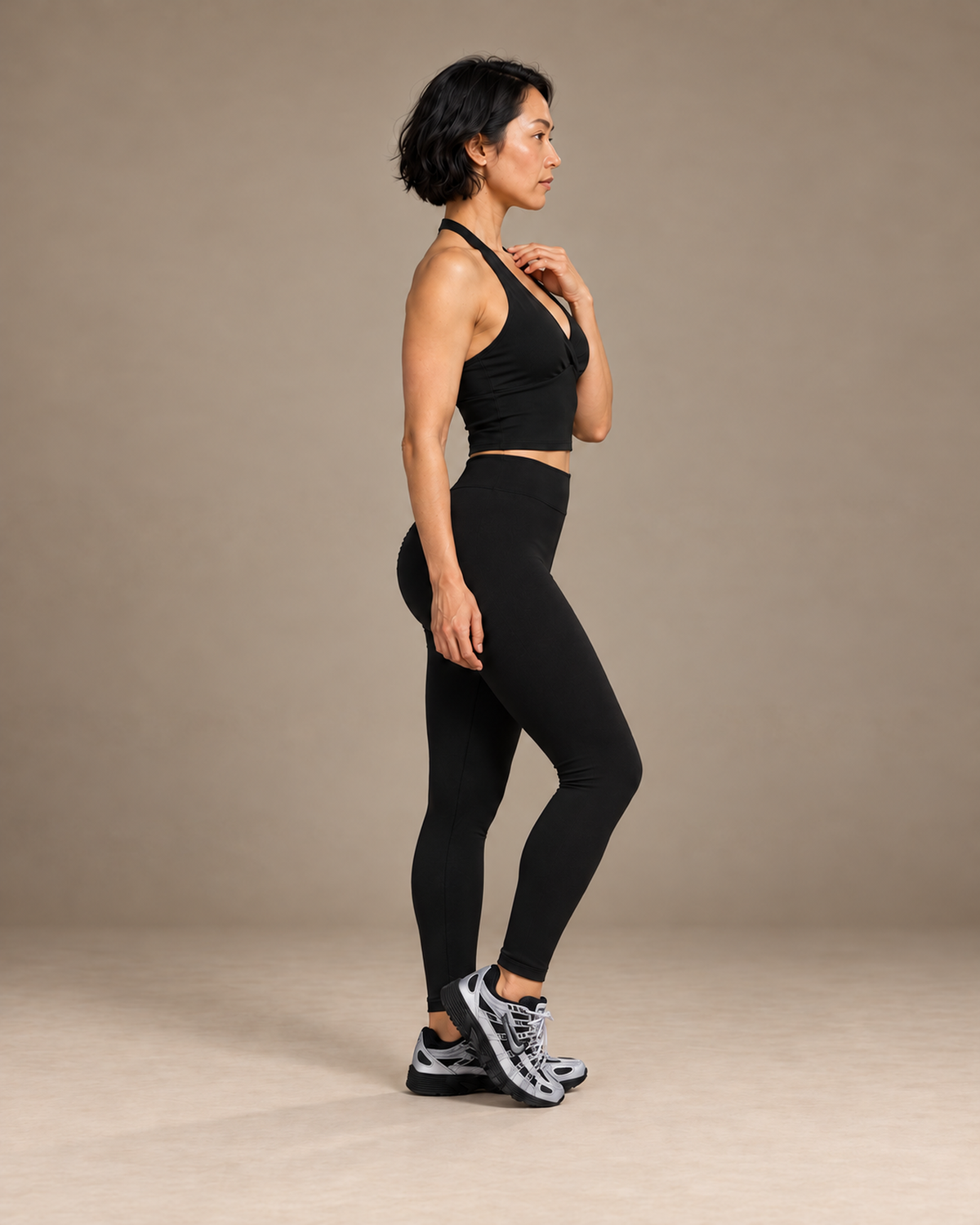TLOL Black yoga outfit mockup, right profile