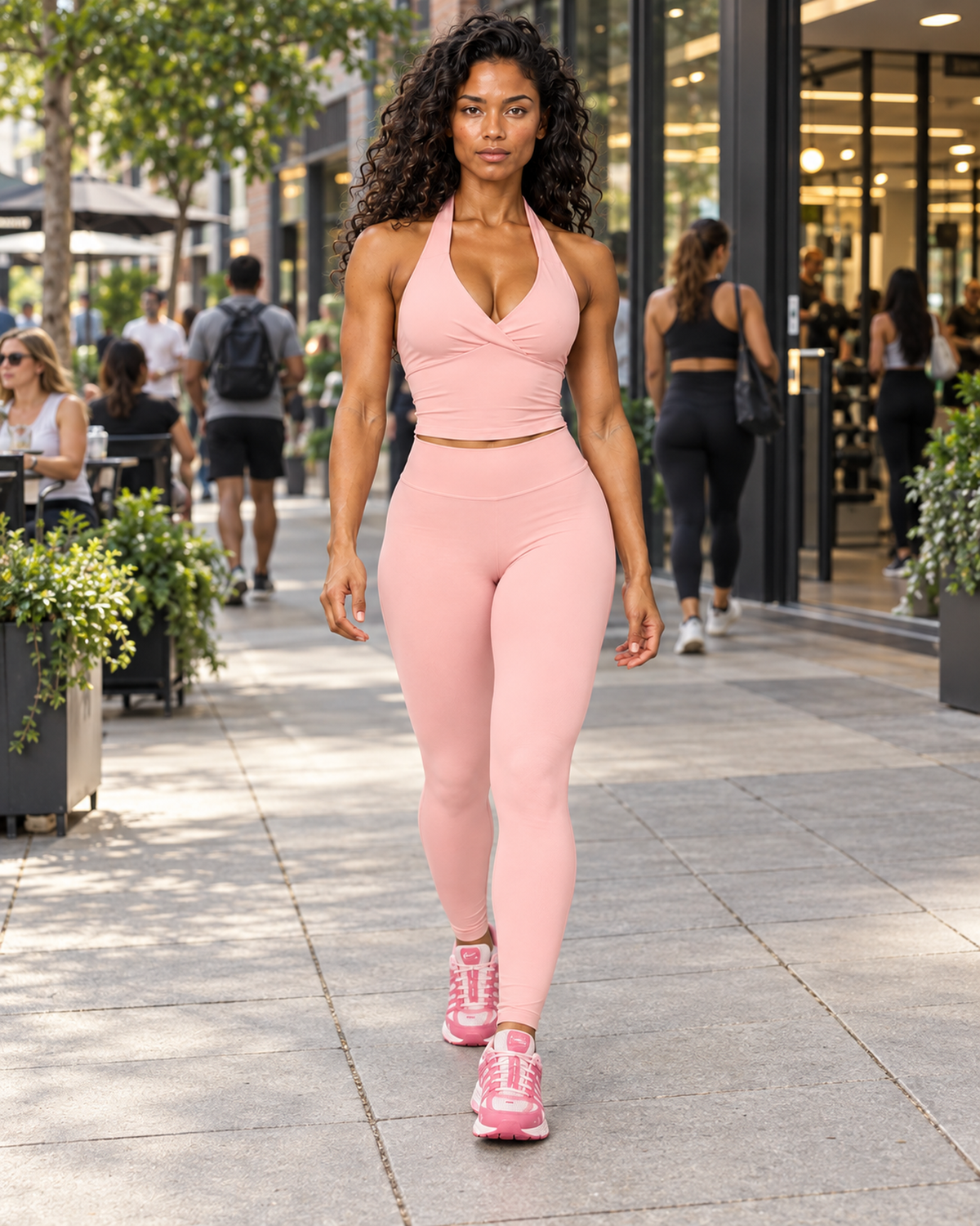 TLOL Pink yoga outfit mockup, lifestyle