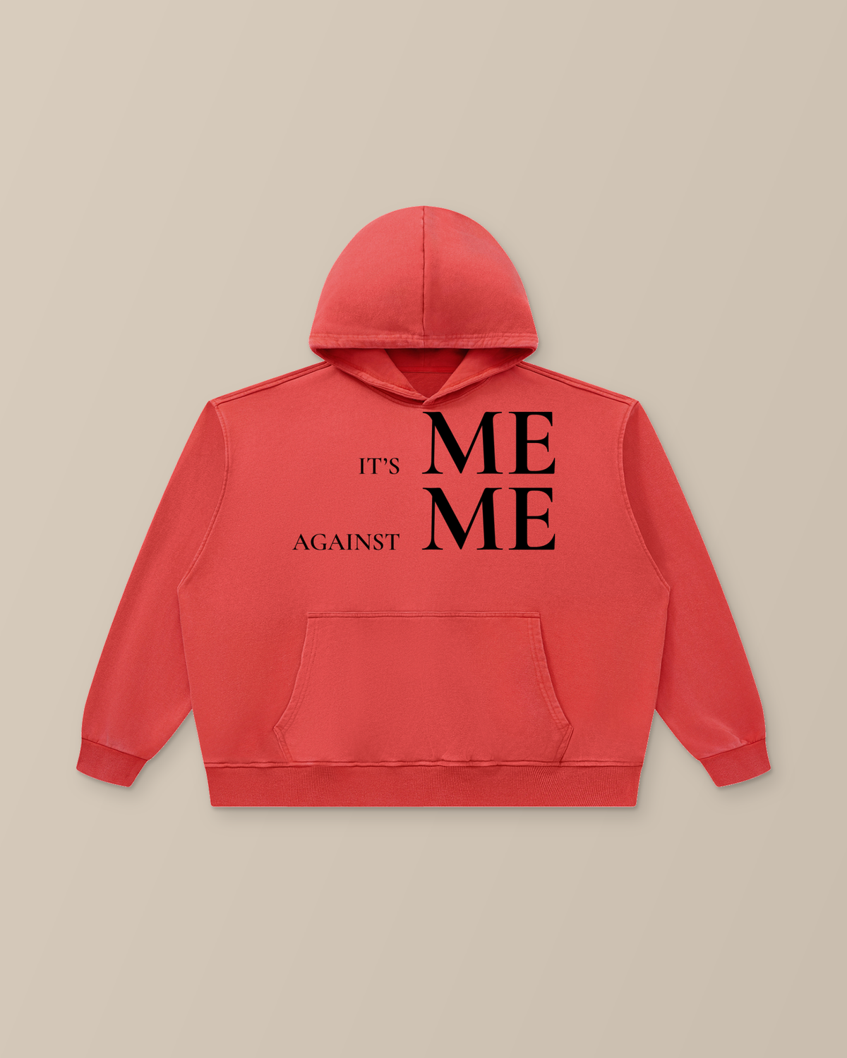 TLOL paired selves washed red hoodie front product-only studio view