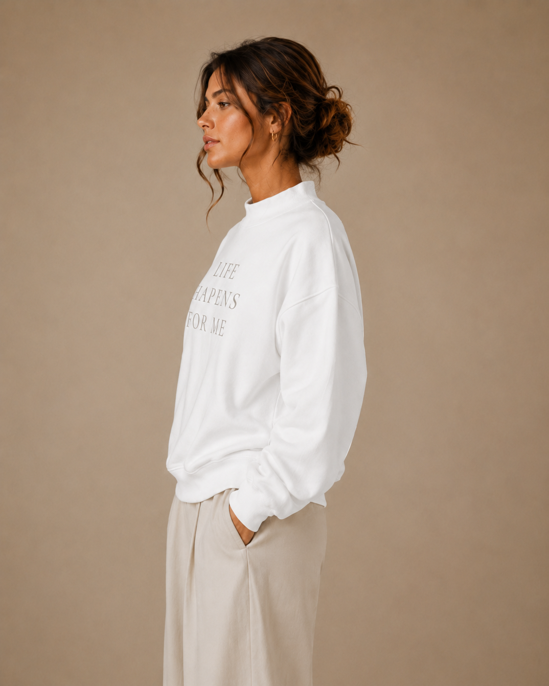 TLOL Life Happens For Me Mock-Neck Fleece Sweatshirt